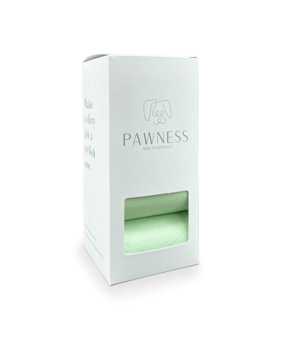Pawness-themed green tea facial cleansing cloth.