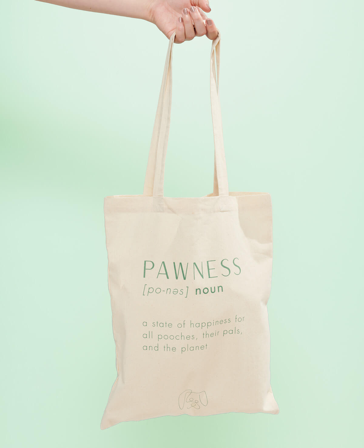 A stylish tote bag with a paw print design, perfect for pet lovers.