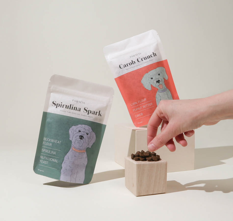 Plant based training treats in stand up pouch